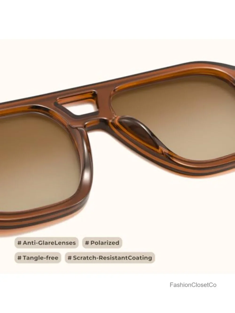 Polarized Square Aviator Sunglasses for Women Men UV400 Protection Retro